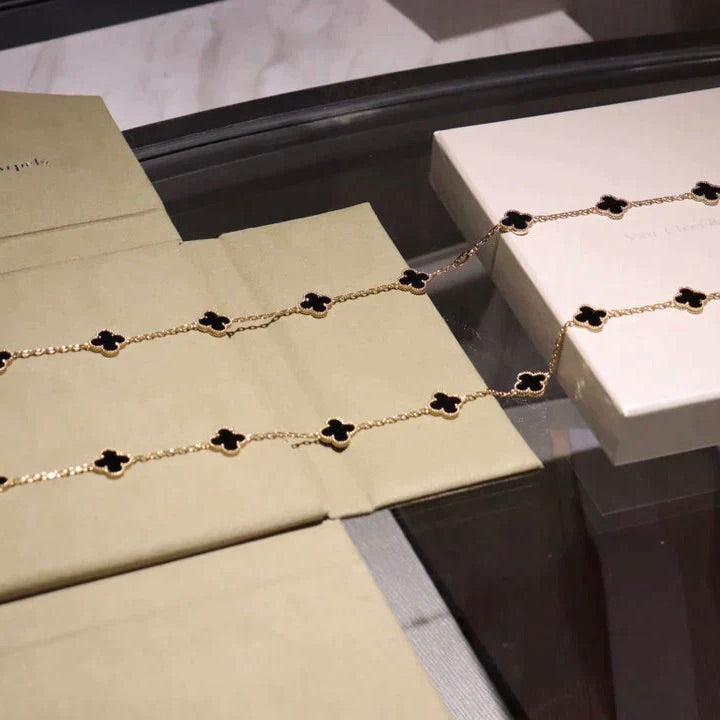 [Eterna Jewels]CLOVER 20 MOTIFS ONYX NECKLACE