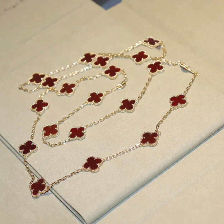 [Eterna Jewels]CLOVER 20 MOTIFS CARNELIAN NECKLACE
