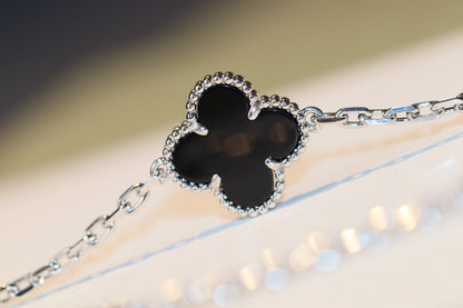 [Eterna Jewels]CLOVER 20 MOTIFS ONYX DIAMOND SILVER
