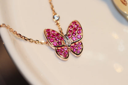 [Eterna Jewels]BUTTERFLY RED DIAMOND ROSE GOLD NECKLACE