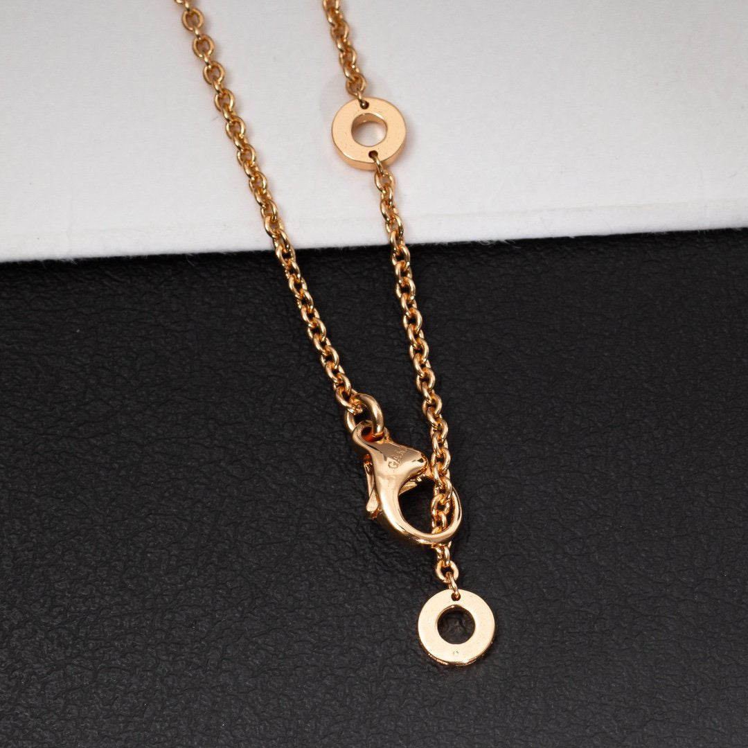 [Eterna Jewels]ZERO 1 WHITE CERAMIC PINK GOLD DIAMOND NECKLACE