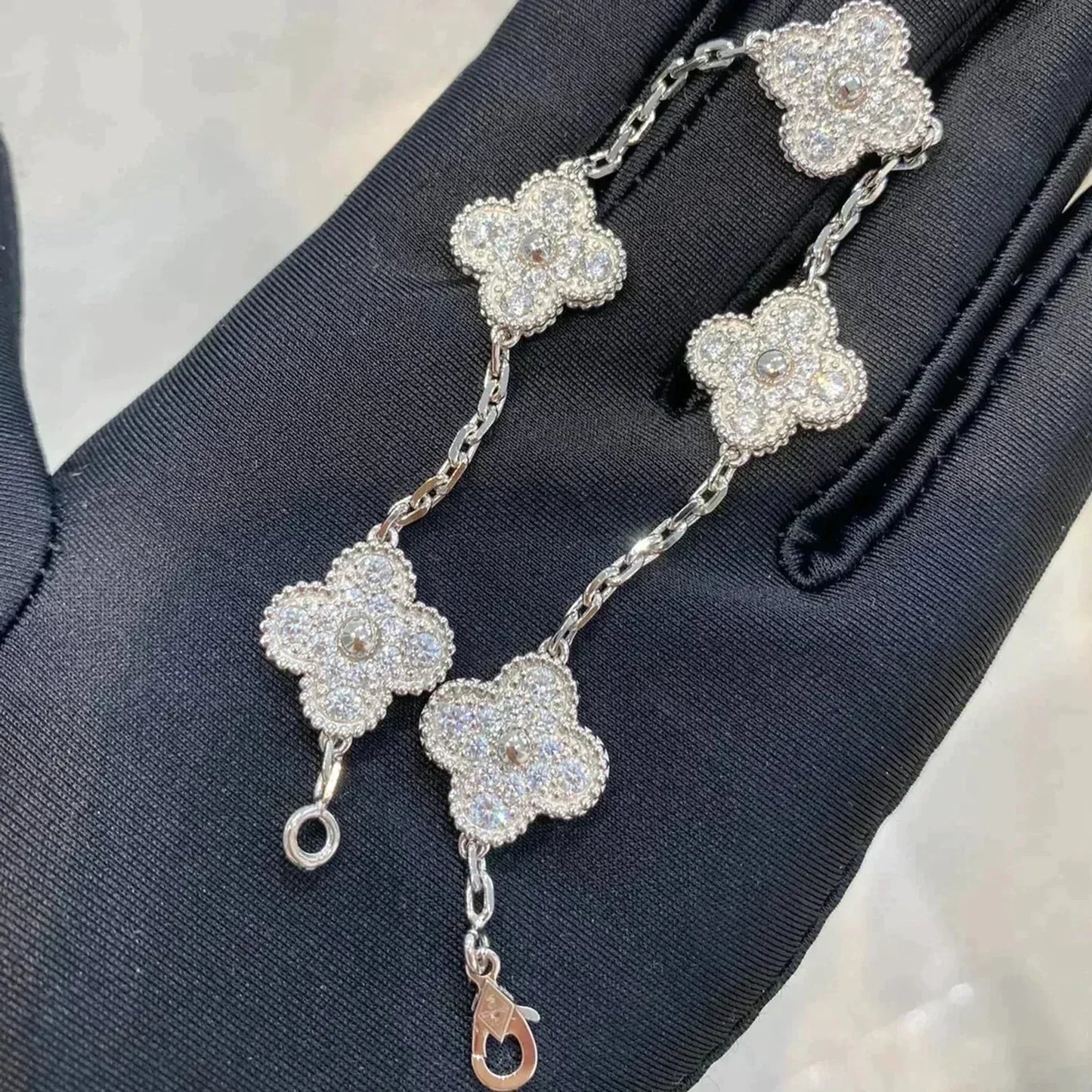 [Eterna  Jewelry] CLOVER 5 MOTIF FULL DIAMOND BRACELET COLLECTION