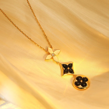 [Eterna Jewels]STAR AND SUN ONYX PINK GOLD NECKLACE