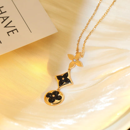 [Eterna Jewels]STAR AND SUN ONYX PINK GOLD NECKLACE