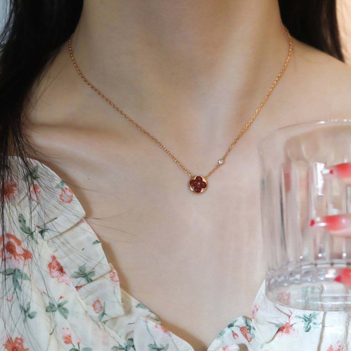 [Eterna Jewels]SUN PEDANT PINK GOLD 1 DIAMOND NECKLACE
