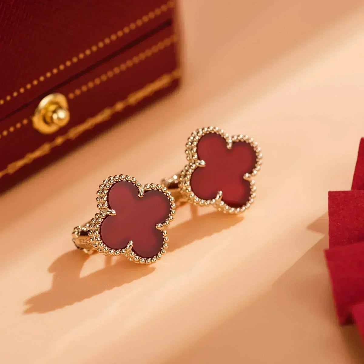 [Eterna Jewels]CLOVER MEDIUM 1 MOTIFS CARNELIAN  EARRINGS