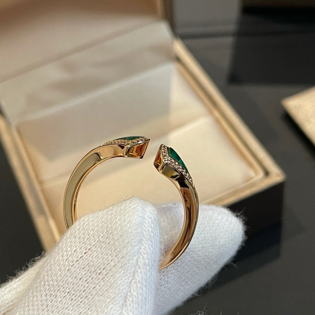 [Eterna Jewels]DREAM MALACHITE DIAMOND OPEN RING