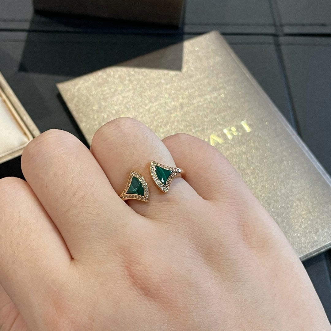 [Eterna Jewels]DREAM MALACHITE DIAMOND OPEN RING