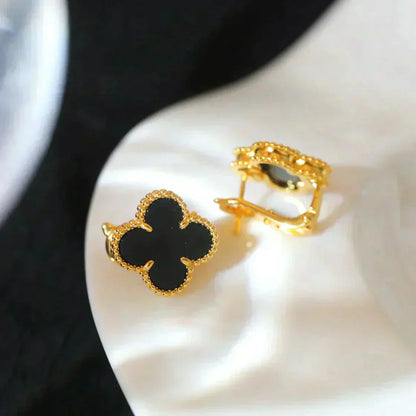 [Eterna Jewels]CLOVER MEDIUM 1 MOTIFS  ONYX STUD EARRINGS