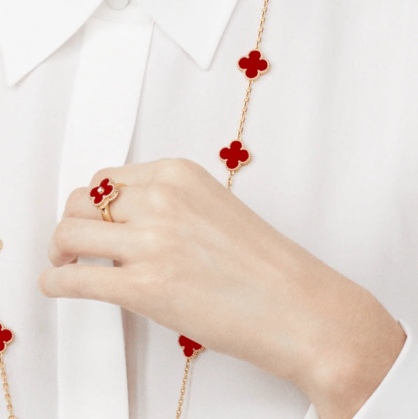 [Eterna Jewels]CLOVER CARNELIAN RING ROSE GOLD DIAMOND