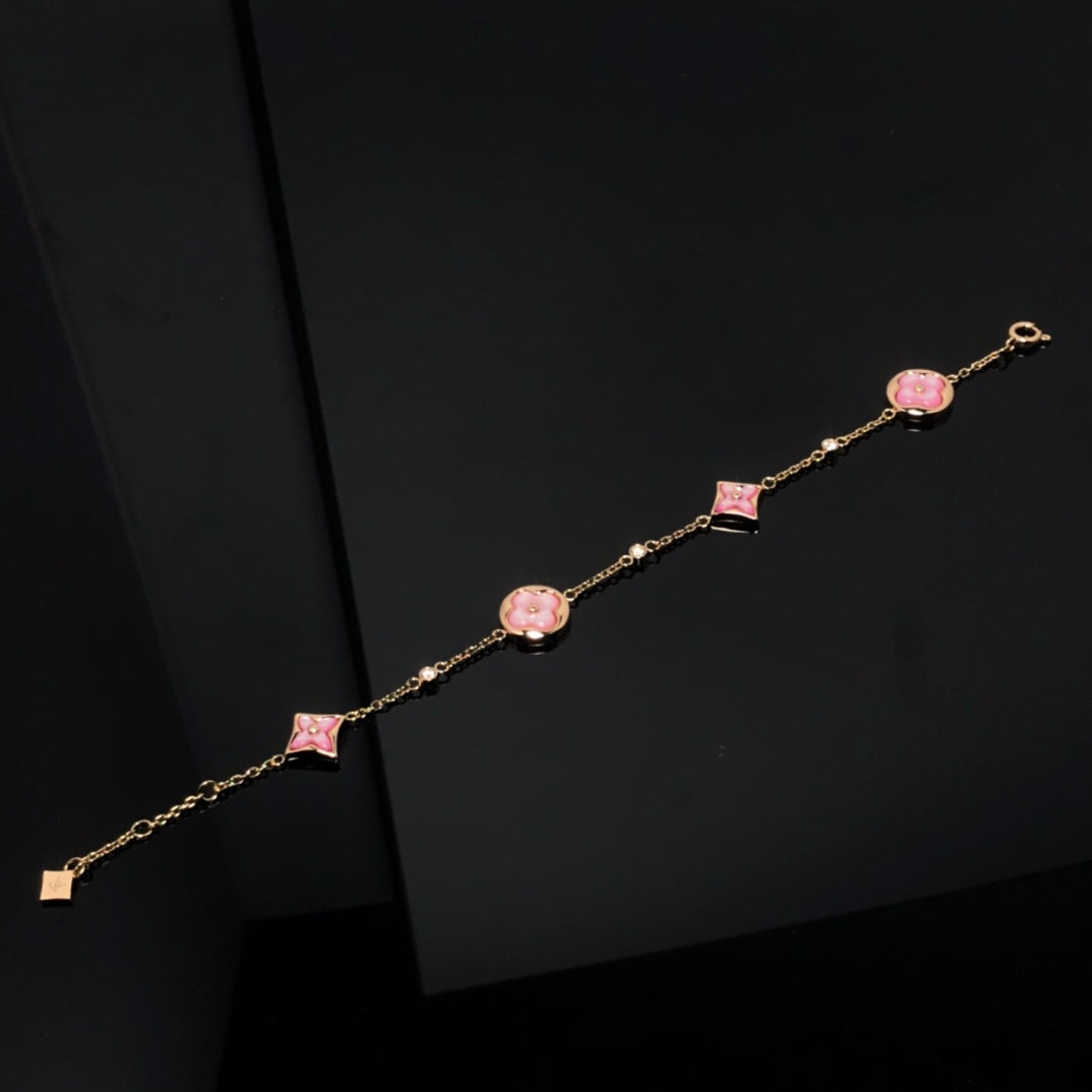 [Eterna Jewels]STAR AND SUN 4 MOTIF PINK MOP PINK GOLD BRACELET