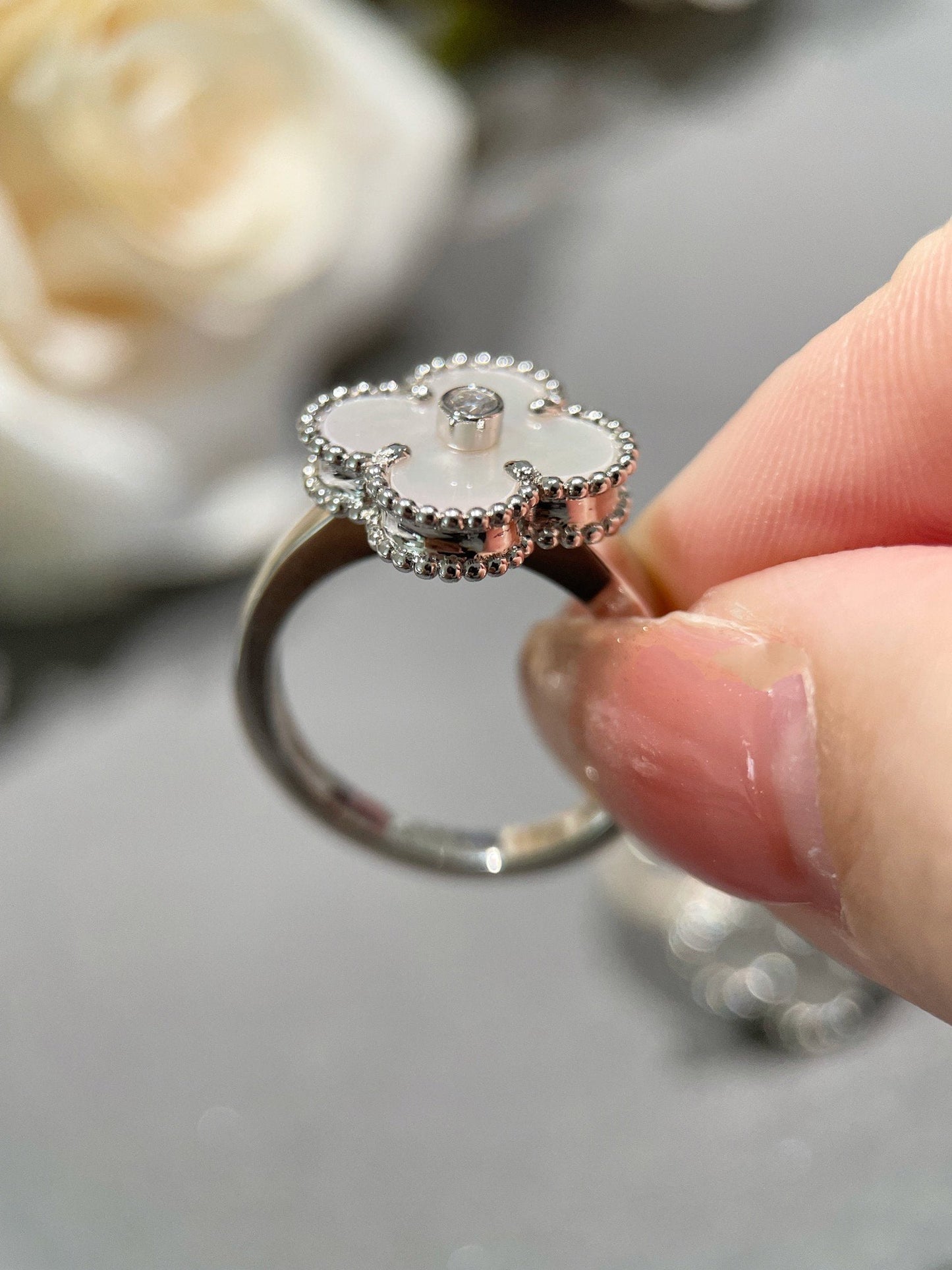 [Eterna Jewels]CLOVER SILVER MOP DIAMOND RING