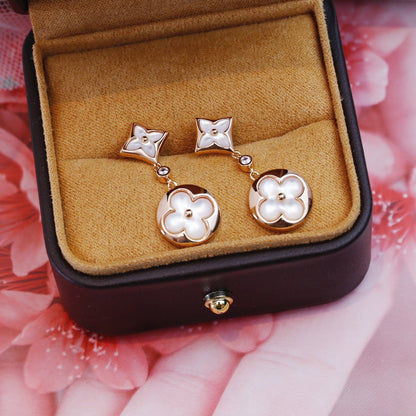 [Eterna Jewels]STAR AND SUN PINK GOLD MOP DROP EARRINGS