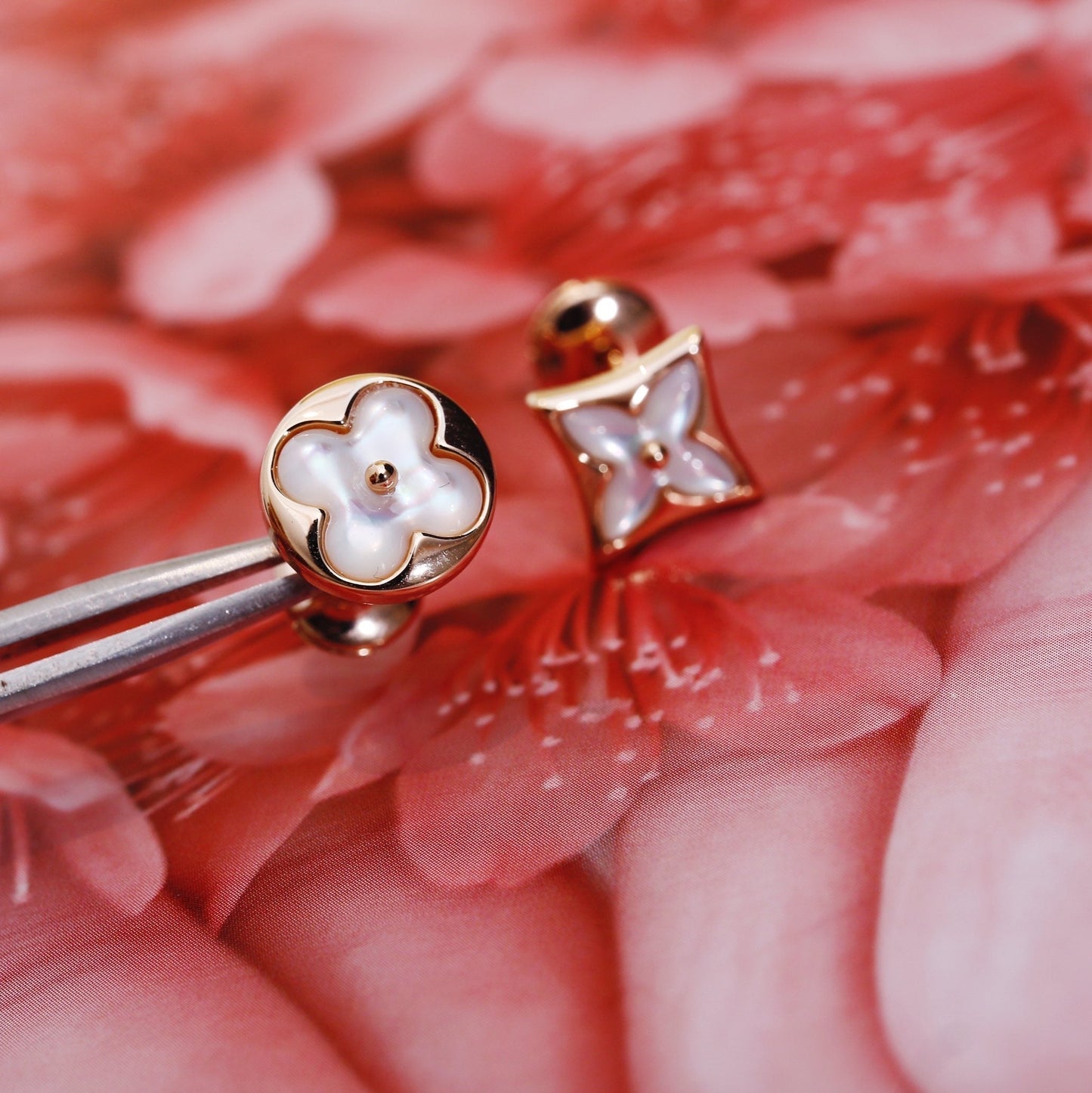 [Eterna Jewels]STAR AND SUN PINK GOLD MOP STUD EARRINGS