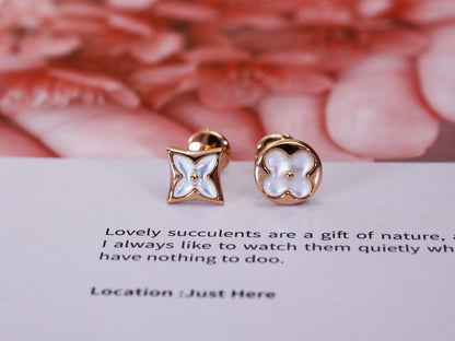 [Eterna Jewels]STAR AND SUN PINK GOLD MOP STUD EARRINGS
