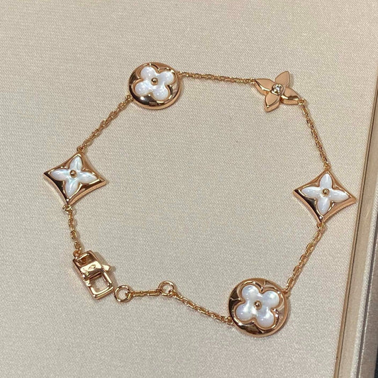 [Eterna Jewels]STAR AND SUN 5 MOTIF MOP PINK GOLD BRACELET