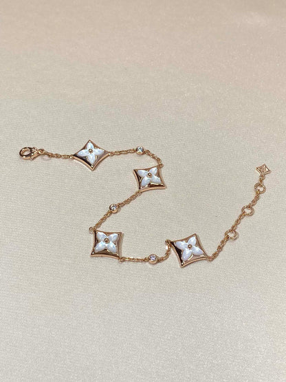 [Eterna Jewels]STAR 4 MOTIF MOP DIAMOND PINK GOLD BRACELET