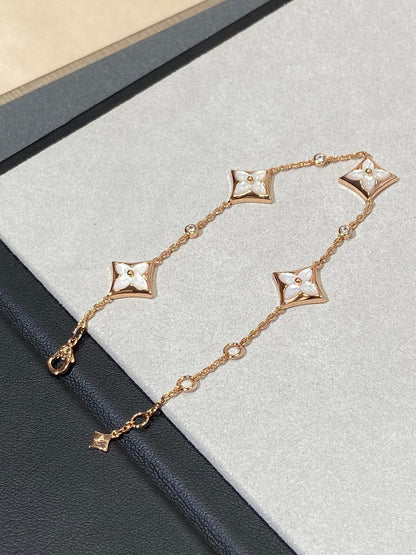[Eterna Jewels]STAR 4 MOTIF MOP DIAMOND PINK GOLD BRACELET
