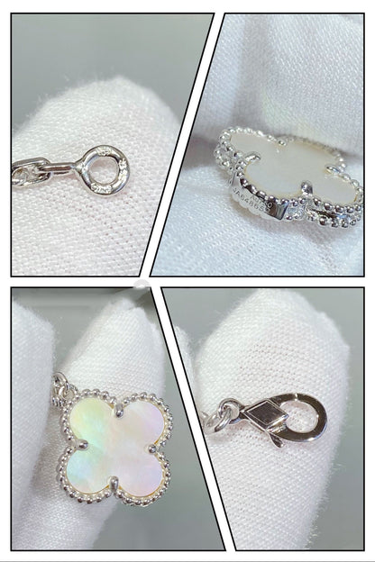 [Eterna Jewels]CLOVER 5 MOTIF WHITE MOP SILVER BRACELET