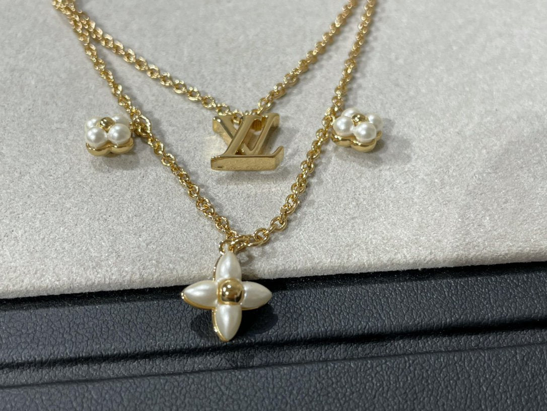 [Eterna Jewels]FLOWERGRAM GOLD MOP DOUBLE ROW NECKLACE