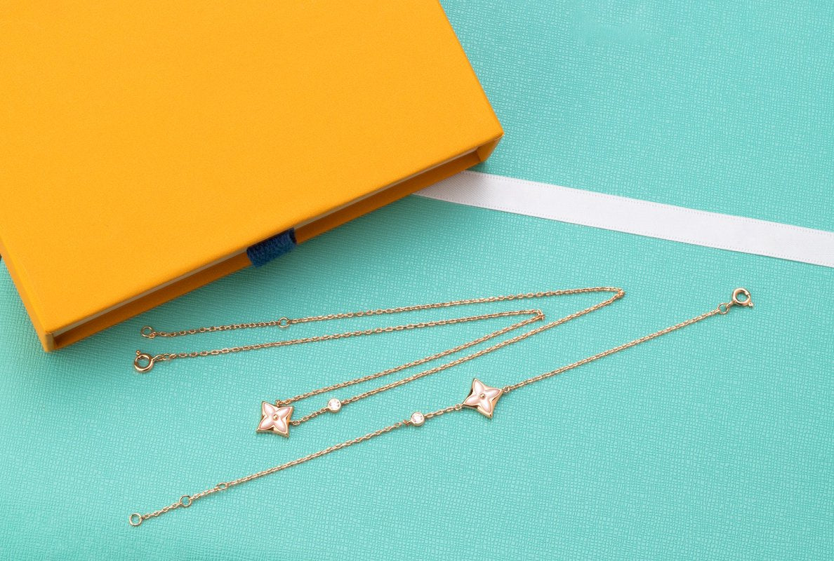 [Eterna Jewels]STAR PINK MOP 1 DIAMOND PINK GOLD NECKLACE