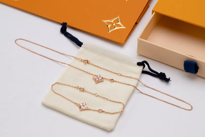 [Eterna Jewels]STAR PINK MOP 1 DIAMOND PINK GOLD NECKLACE