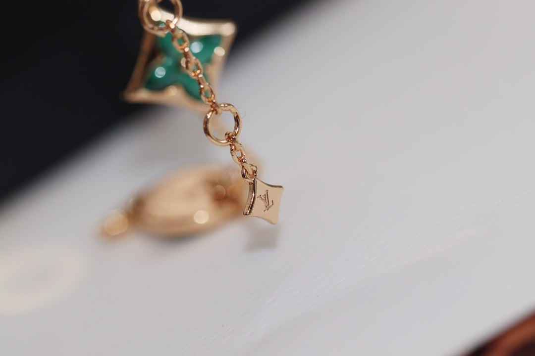 [Eterna Jewels]STAR AND SUN 4 MOTIF PINK GOLD MALACHITE BRACELET
