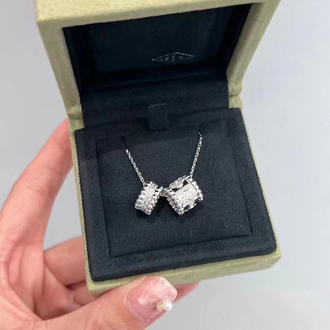 [Eterna Jewels]PERLEE DOUBLE PENDANT SILVER DIAMOND NECKLACE