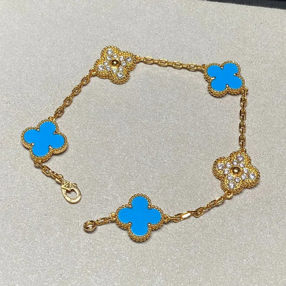 [Eterna Jewels] CLOVER 5 MOTIF BLUE AGATE BRACELET COLLECTION