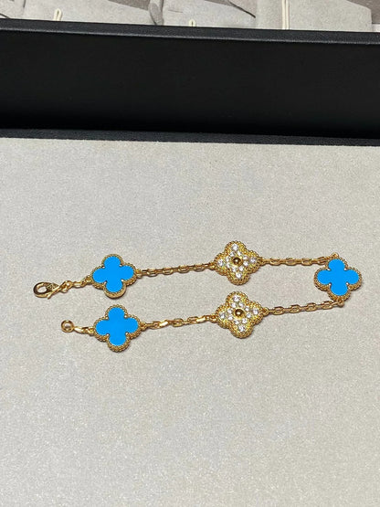 [Eterna Jewels] CLOVER 5 MOTIF BLUE AGATE BRACELET COLLECTION