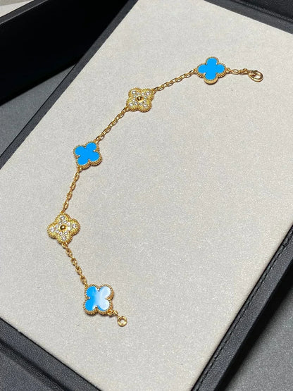 [Eterna Jewels] CLOVER 5 MOTIF BLUE AGATE BRACELET COLLECTION