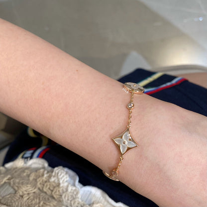 [Eterna Jewels]STAR AND SUN 4 MOTIF WHITE MOP PINK GOLD BRACELET