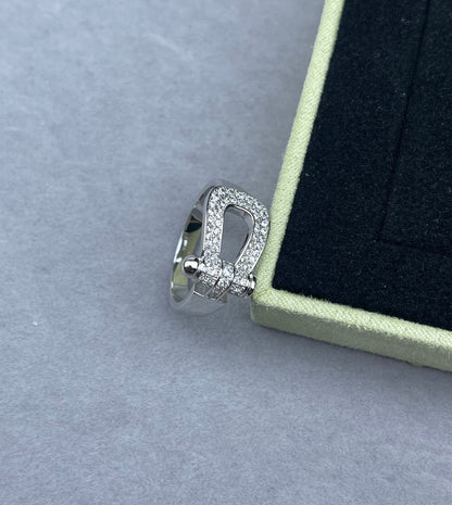 [Eterna Jewels]Wide Hoof-Shaped Diamond-Studded Ring