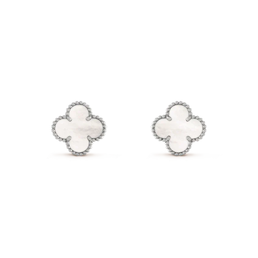 [Eterna Jewels]CLOVER MEDIUM 1 MOTIFS  WHITE MOP EARRINGS SILVER