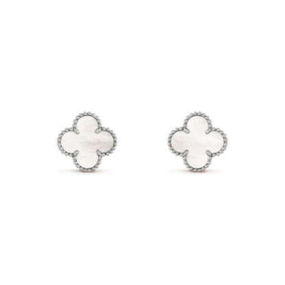 [Eterna Jewels]CLOVER MEDIUM 1 MOTIFS  WHITE MOP EARRINGS SILVER