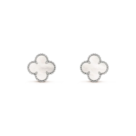 [Eterna Jewels]CLOVER MEDIUM 1 MOTIFS  WHITE MOP EARRINGS SILVER