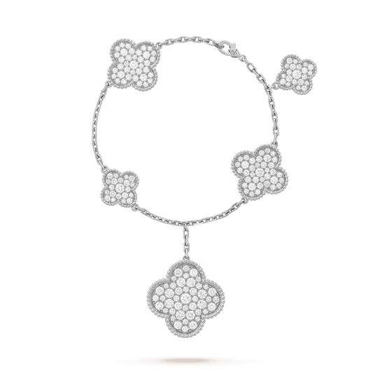 [Eterna Jewels]CLOVER 6 MOTIFS SILVER DIAMOND BRACELET