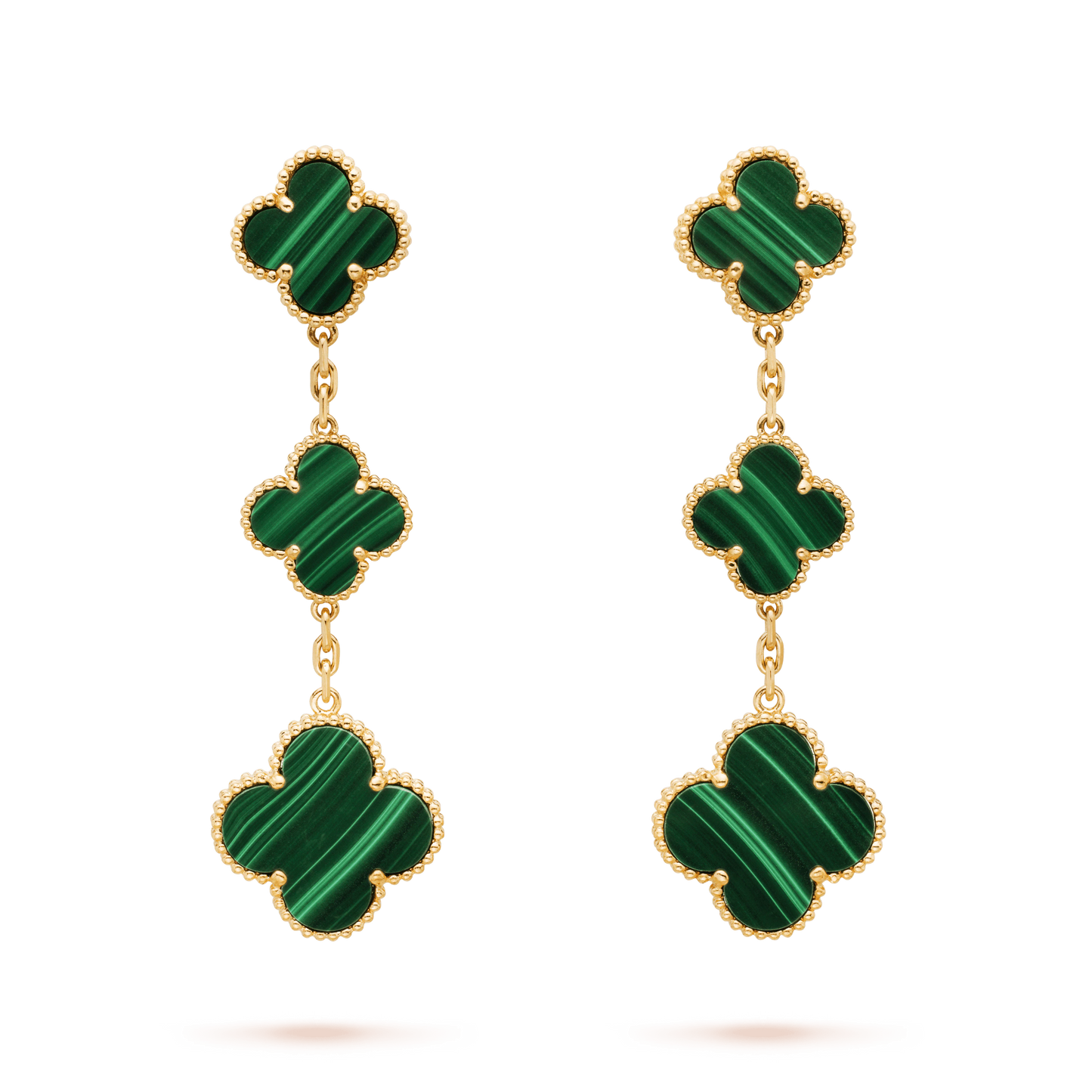 [Eterna Jewels]CLOVER MALACHITE 3 MOTIFS GOLD