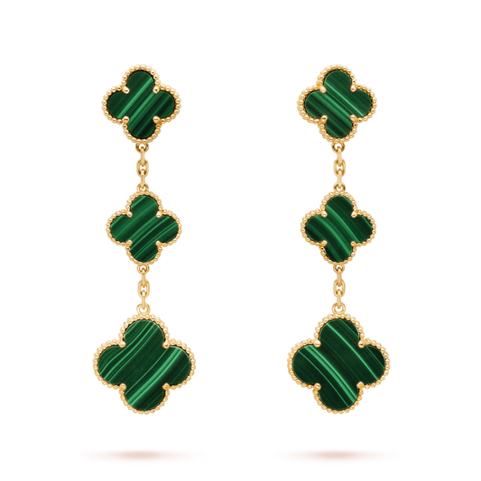 [Eterna Jewels]CLOVER MALACHITE 3 MOTIFS GOLD