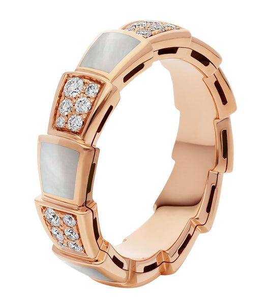 [Eterna Jewels]SERPENTI RING PINK GOLD MOP DIAMOND PAVED 4MM