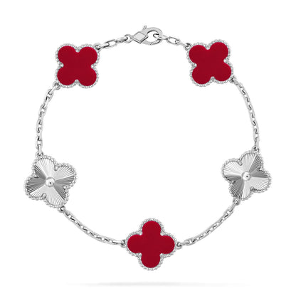 [Eterna Jewels] CLOVER 5 MOTIF RED CORNELIAN BRACELET COLLECTION