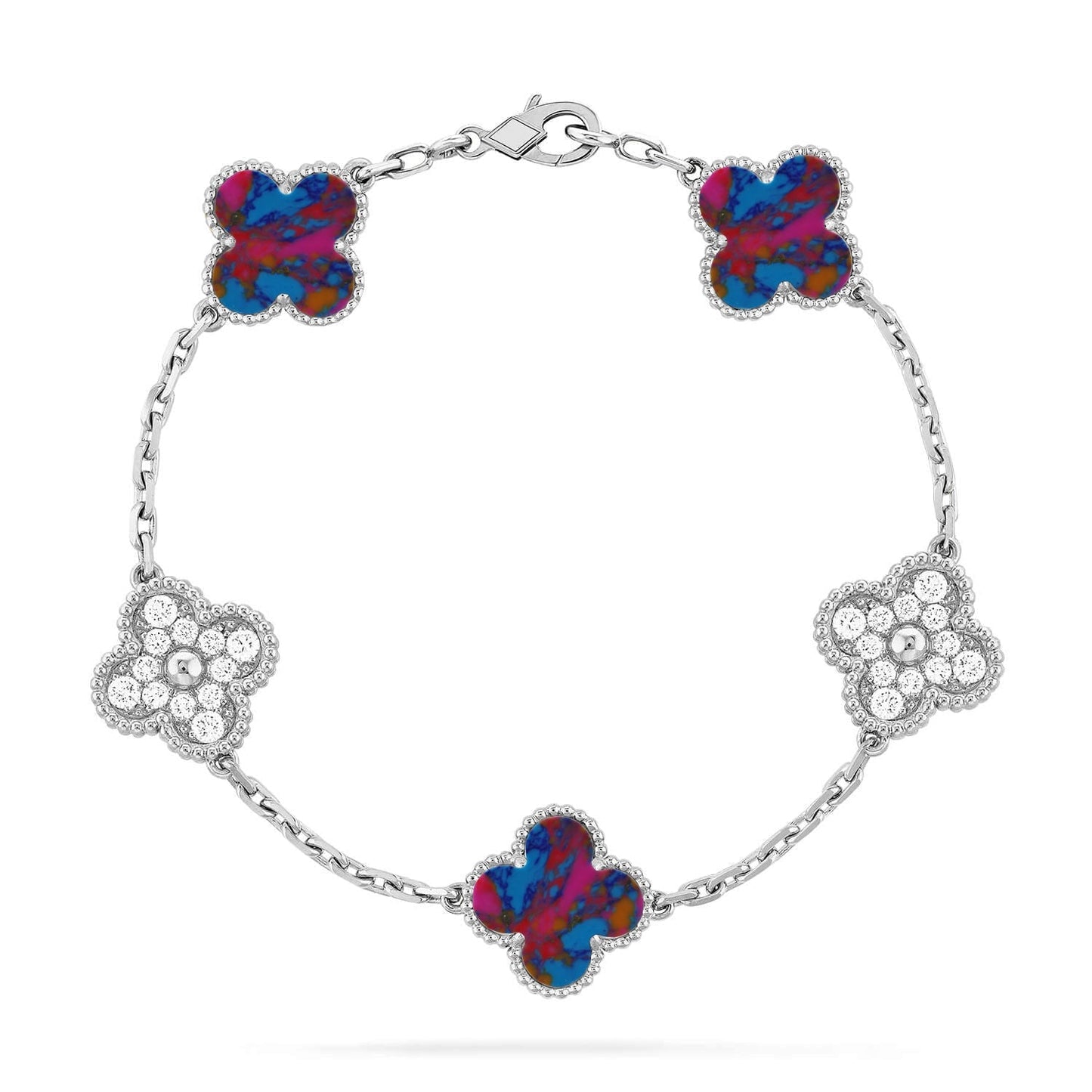 [Eterna Jewels]CLOVER 5 MOTIF COLOR GEMSTONES BRACELET COLLECTION