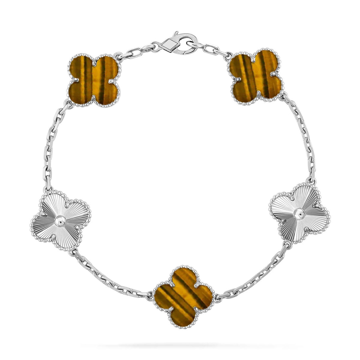 [Eterna Jewels] CLOVER 5 MOTIFS TIGER EYE BRACELET COLLECTION