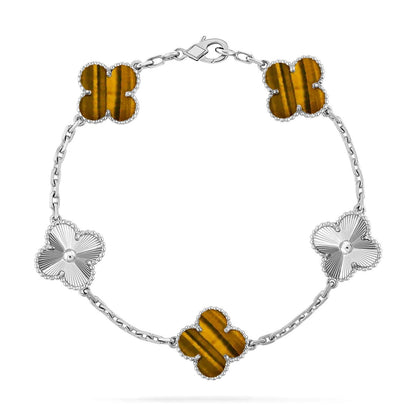 [Eterna Jewels] CLOVER 5 MOTIFS TIGER EYE BRACELET COLLECTION