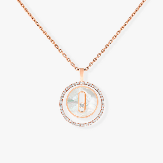 [Eterna Jewels]LUCKY MOVE 1 DIAMOND WHITE MOTHER OF PEARL PINK GOLD DIAMOND NECKLACE