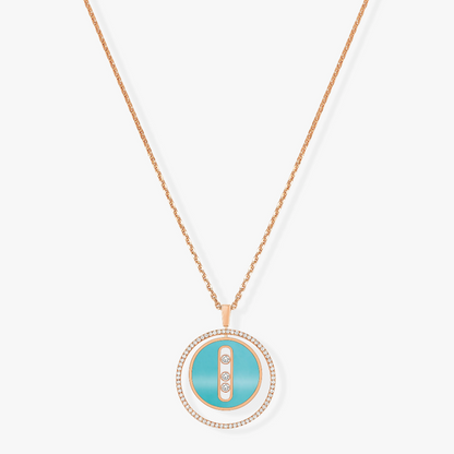 [Eterna Jewels]LUCKY MOVE 3 DIAMONDS TURQUOISE PINK GOLD DIAMOND NECKLACE