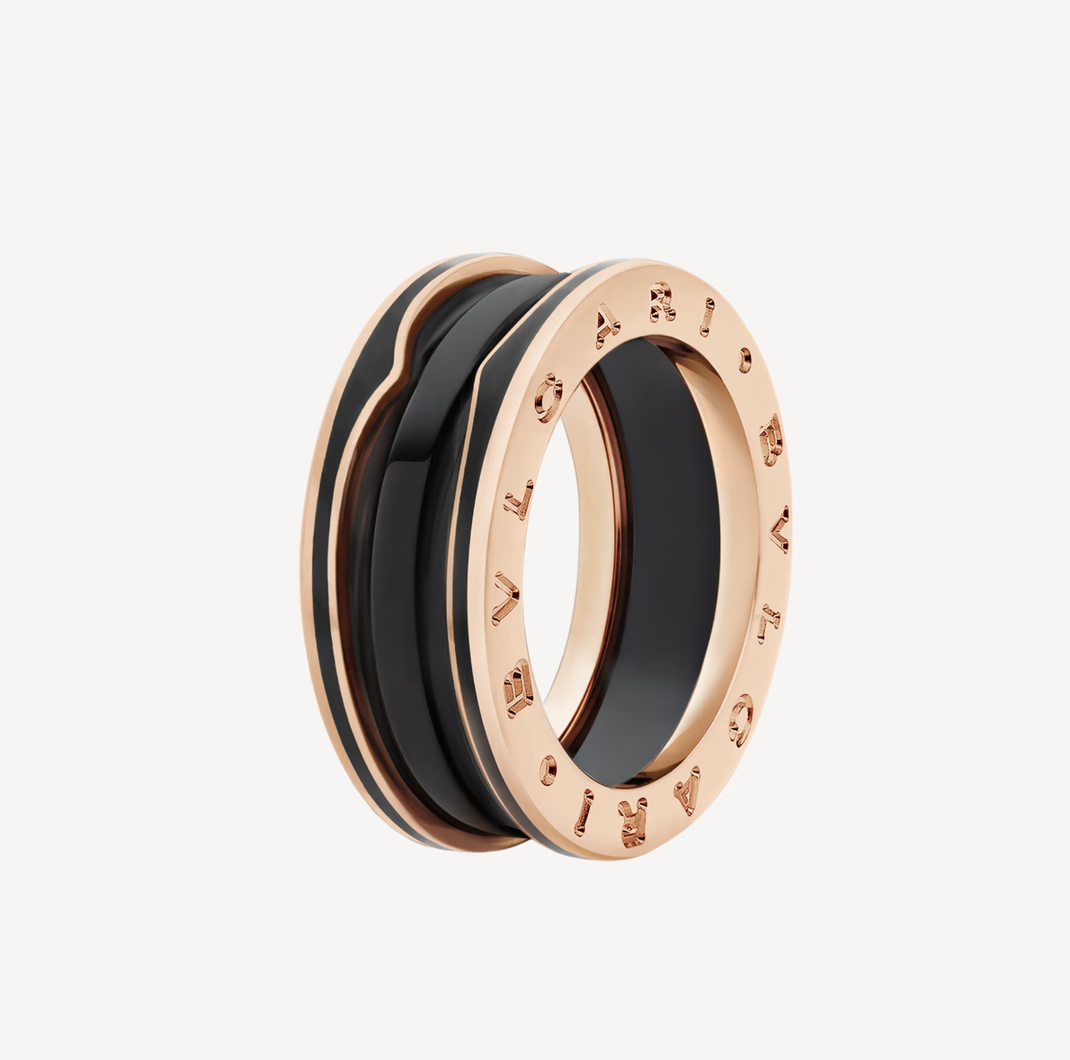 [Eterna Jewels]ZERO 1 TWO-BAND WITH MATTE BLACK CERAMIC PINK GOLD RING