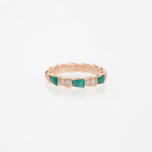 [Eterna Jewels]SERPENTI RING PINK GOLD MALACHITE DIAMOND 3MM