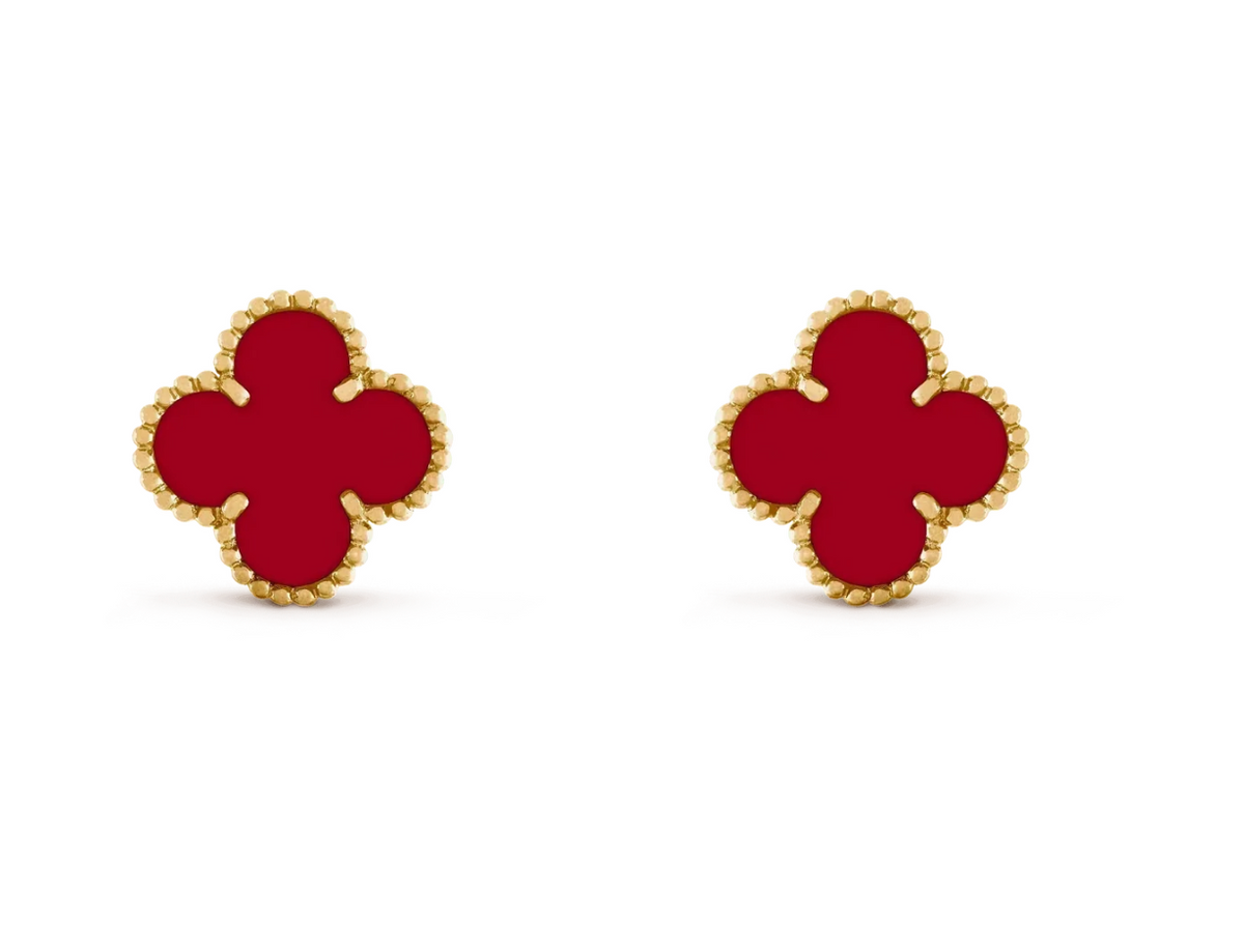 [Eterna Jewels] CLOVER 20MM RED AGATE EARRINGS