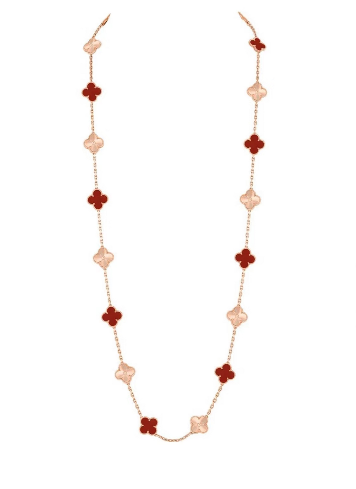 [Eterna Jewels]CLOVER 20 MOTIFS LASER CARNELIAN NECKLACE